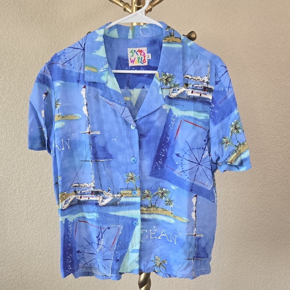 Jams World Blue Nautical Button Down Shirt
